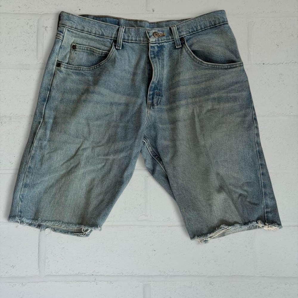Wrangler Mens Blue Denim Jorts Cut Off Tapered Jean Shorts Size 33